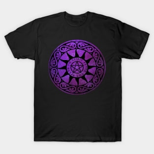 Five Elements Runic Magical Pentacle - Purple Version T-Shirt